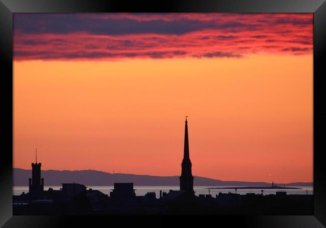 Ayr  town skyline at dusk Framed Print by Allan Durward Photography