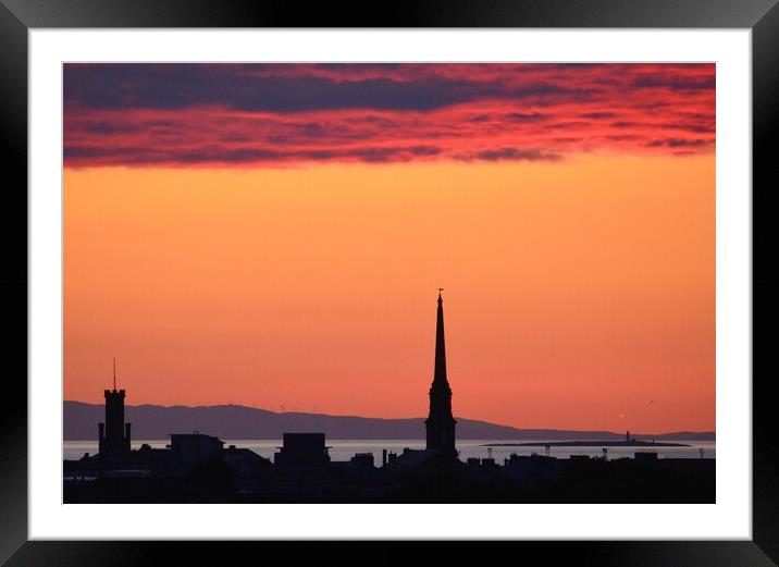 Ayr  town skyline at dusk Framed Mounted Print by Allan Durward Photography