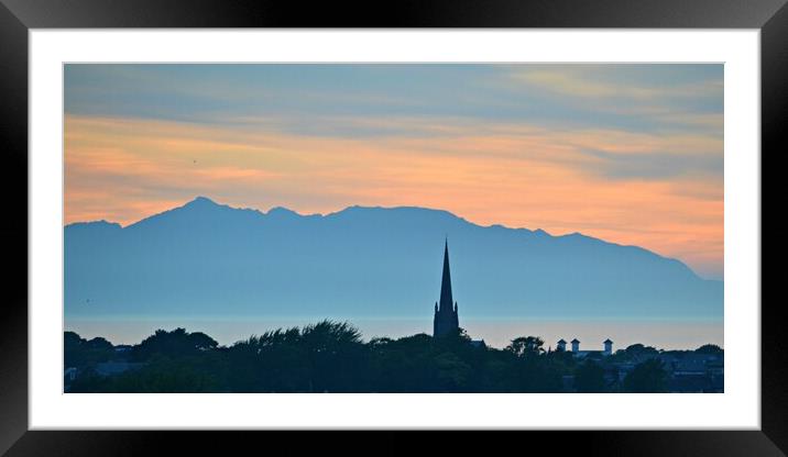Ayr and Arran silhouetted at sunset Framed Mounted Print by Allan Durward Photography