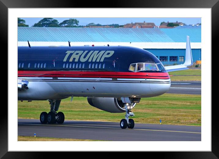 Trump Organisation B757 business aircraft at Prest Framed Mounted Print by Allan Durward Photography