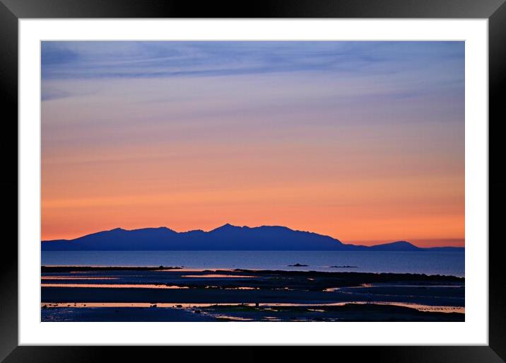 Beautiful Arran at dusk from Greenan beach, Ayr Framed Mounted Print by Allan Durward Photography