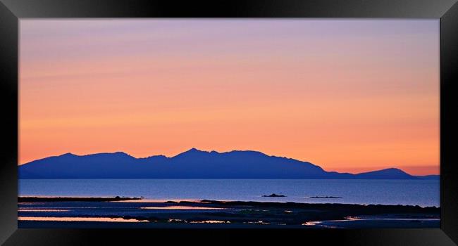 Autumnal glow at Dusk over Arran peaks Framed Print by Allan Durward Photography