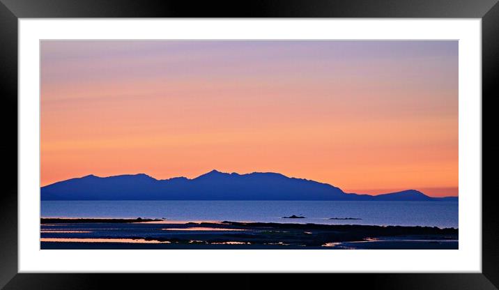 Autumnal glow at Dusk over Arran peaks Framed Mounted Print by Allan Durward Photography