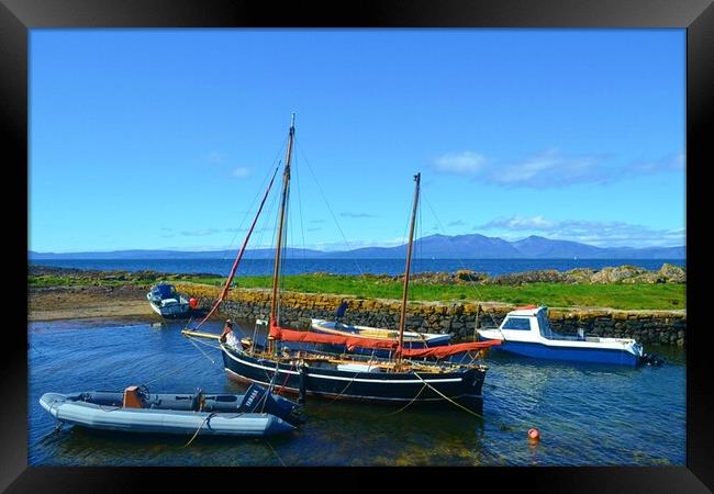 Boats berthed in picturesque harbour at Portencros Framed Print by Allan Durward Photography