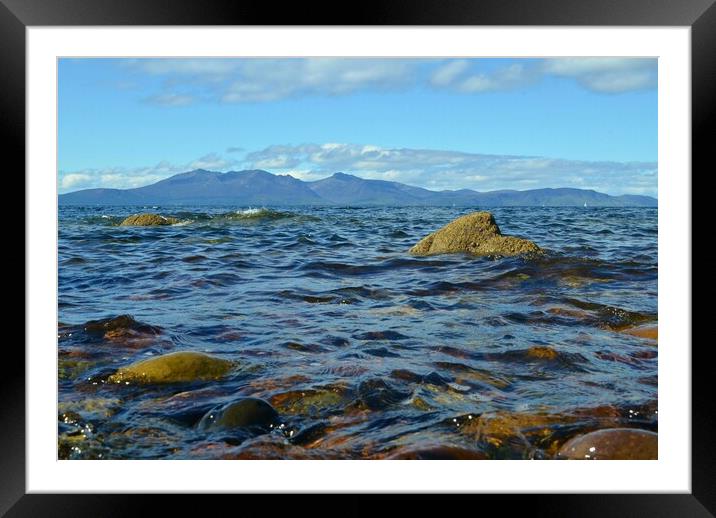 Arran view and rocky shore on the Firth of Clyde Framed Mounted Print by Allan Durward Photography