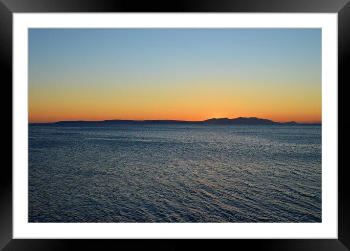 View of the Isle of Arran in Scotland at Dusk Framed Mounted Print by Allan Durward Photography