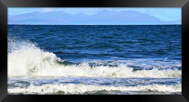 Arran beyond Firth of Clyde waves Framed Print by Allan Durward Photography