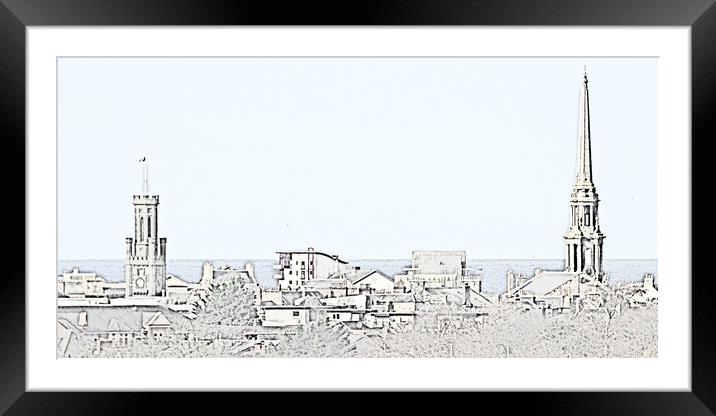 Ayr town pencil drawing Framed Mounted Print by Allan Durward Photography
