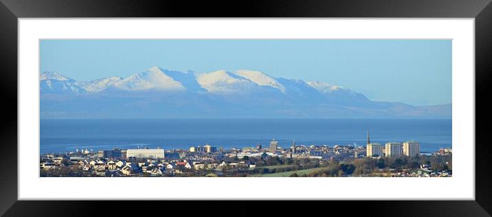 Ayr and a wintry snow covered Arran Framed Mounted Print by Allan Durward Photography