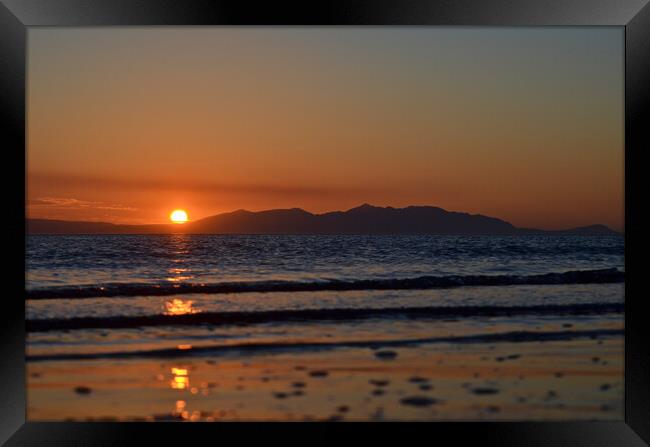 Sunset behind silhouetted Isle of Arran Framed Print by Allan Durward Photography
