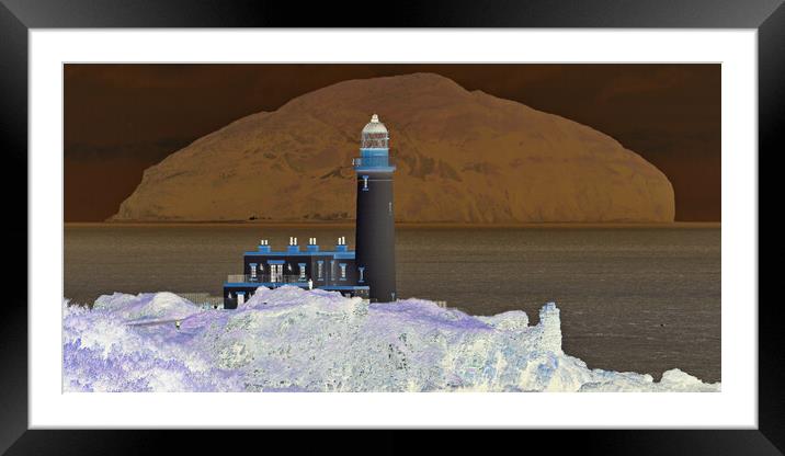 View of Turnberry lighthouse and Ailsa Craig (abst Framed Mounted Print by Allan Durward Photography