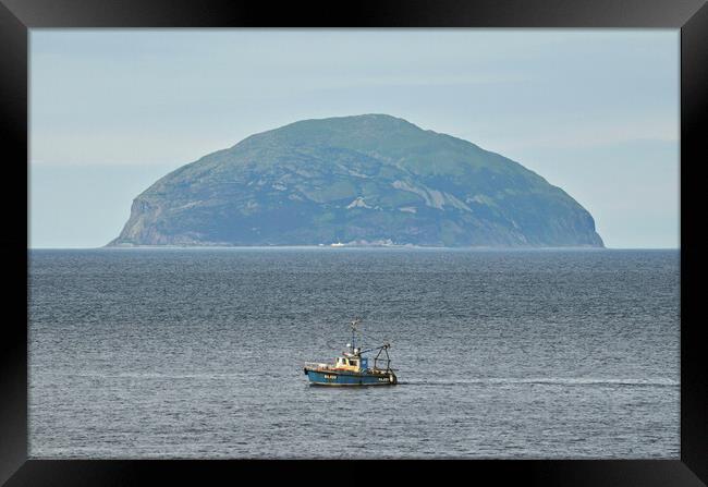 Fishing vessel passing Ailsa Craig Framed Print by Allan Durward Photography