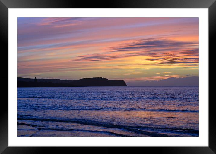 Ayr sunset over Greenan castle Framed Mounted Print by Allan Durward Photography