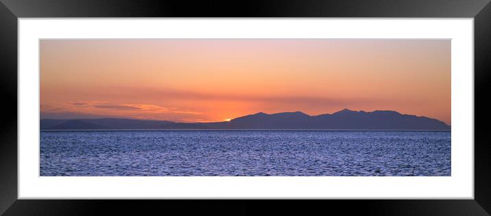 Majestic Isle of Arran silhouetted at sunset Framed Mounted Print by Allan Durward Photography