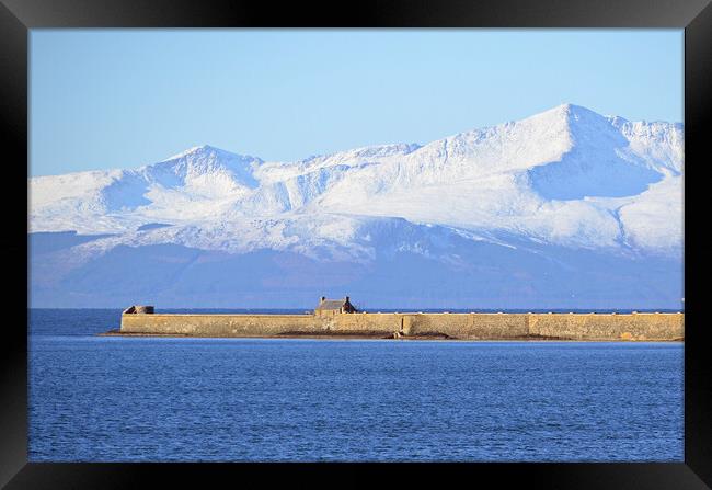 Arran mountains and Saltcoats harbour Framed Print by Allan Durward Photography