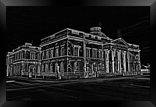 Pencil drawing of Ayr County Buildings Framed Print by Allan Durward Photography