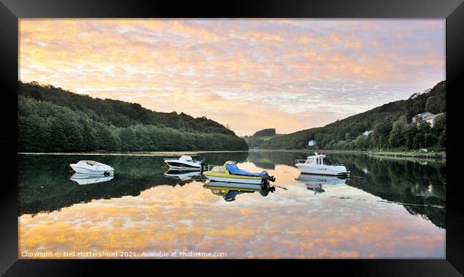 Sunset Clouds Over The East Looe River. Framed Print by Neil Mottershead