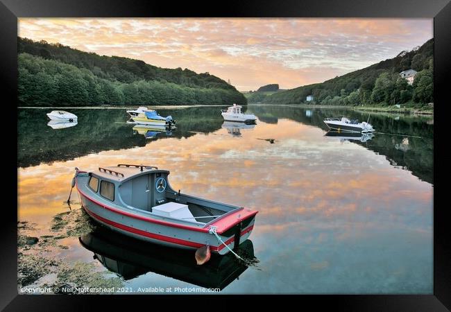 Looe Sunset Calm, Cornwall. Framed Print by Neil Mottershead