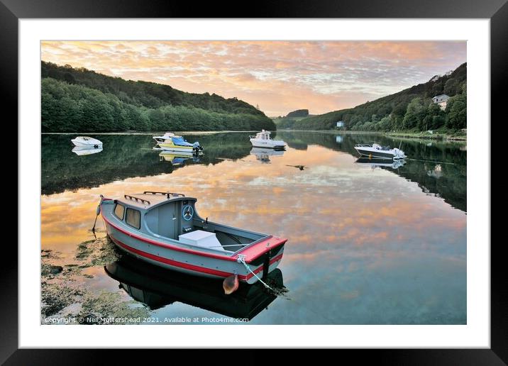 Looe Sunset Calm, Cornwall. Framed Mounted Print by Neil Mottershead