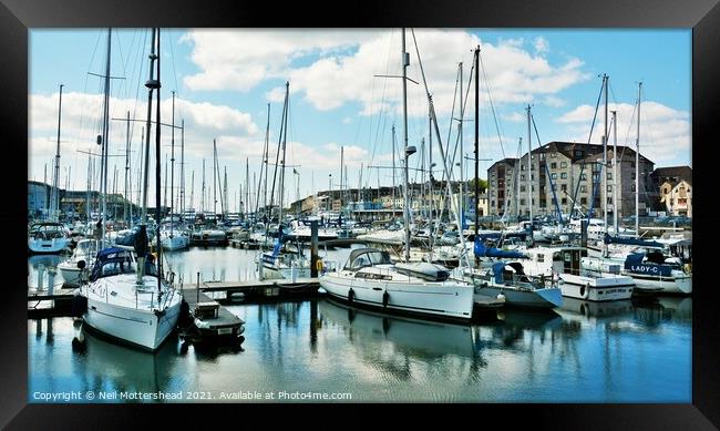 Yachts In Sutton Harbour, Plymouth. Framed Print by Neil Mottershead
