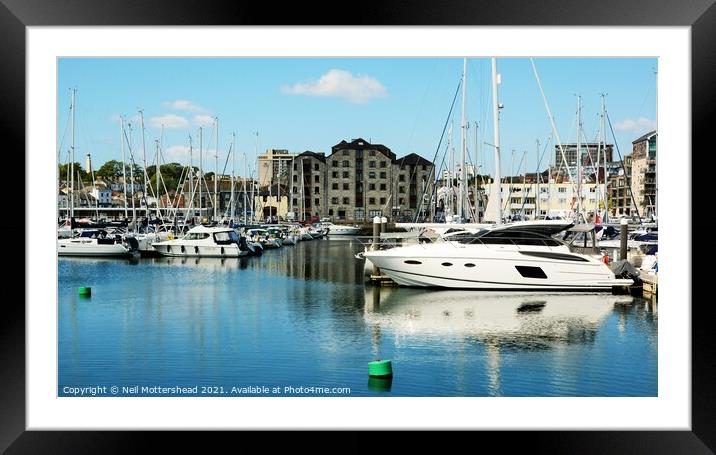 Sutton Harbour Reflections, Plymouth. Framed Mounted Print by Neil Mottershead