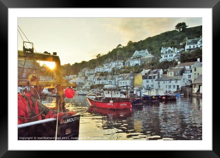The Sun Goes Down On Polperro. Framed Mounted Print by Neil Mottershead