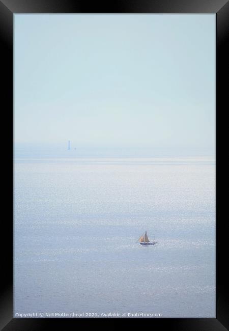 Boat & Lighthouse. Framed Print by Neil Mottershead