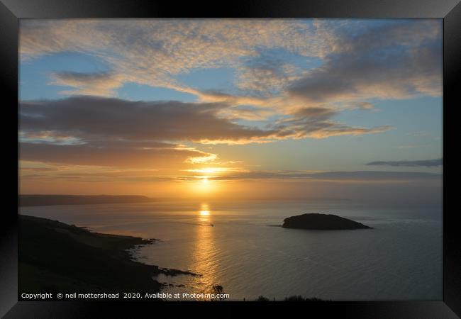 Looe Island At Sunrise Framed Print by Neil Mottershead