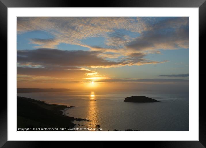 Looe Island At Sunrise Framed Mounted Print by Neil Mottershead