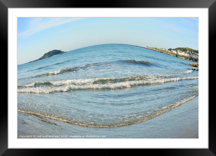 Looe & Looe Island From Millendreath Beach. Framed Mounted Print by Neil Mottershead