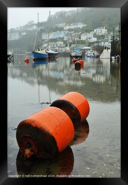 Looe Harbour Reflections. Framed Print by Neil Mottershead