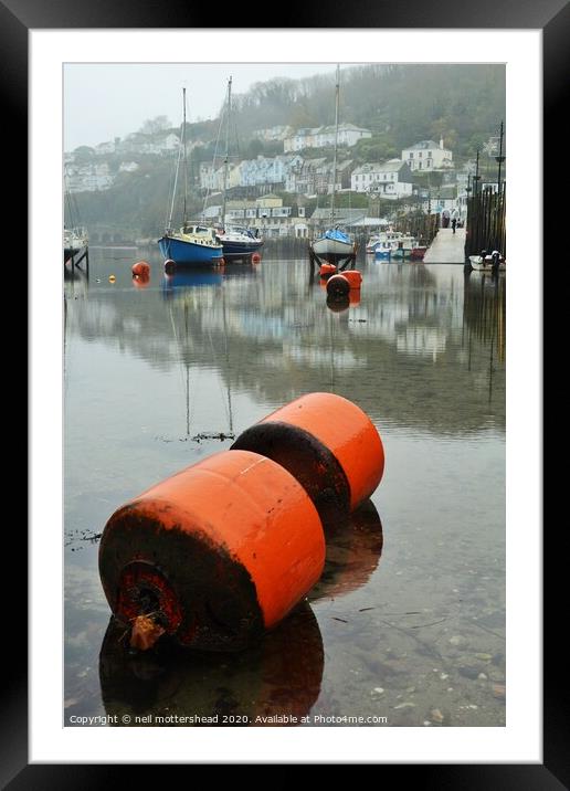 Looe Harbour Reflections. Framed Mounted Print by Neil Mottershead
