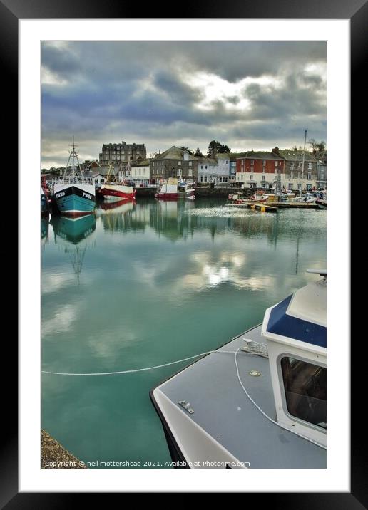 Dark Skies & Reflections At Padstow, Cornwall. Framed Mounted Print by Neil Mottershead