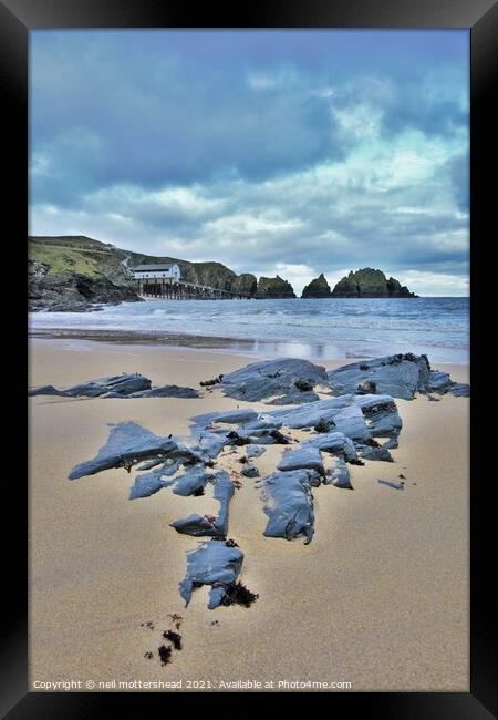 Padstow Lifeboat Station & Merope Rocks, Mother Ivey's Bay, Cornwall. Framed Print by Neil Mottershead