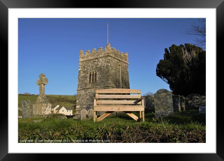 Bench With A View, Talland, Cornwall. Framed Mounted Print by Neil Mottershead