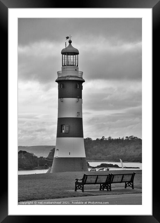 Smeaton's Tower, Plymouth Hoe. Framed Mounted Print by Neil Mottershead
