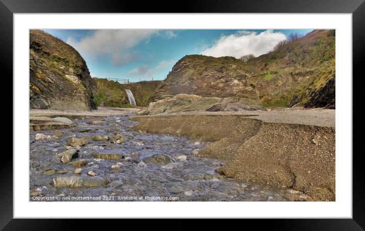Parson's Cove Waterfall & Stream. Framed Mounted Print by Neil Mottershead