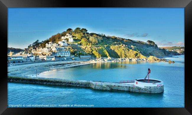 Evening Light On Looe Beach. Framed Print by Neil Mottershead