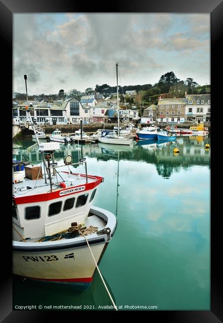 Padstow Harbour Reflections, Cornwall. Framed Print by Neil Mottershead