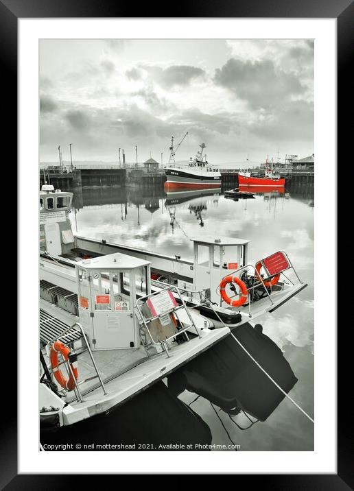 Padstow Trawlers & Ferry Boats. Framed Mounted Print by Neil Mottershead