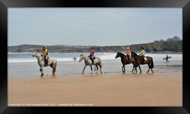 Saddles & Surf, Newquay, Cornwall. Framed Print by Neil Mottershead