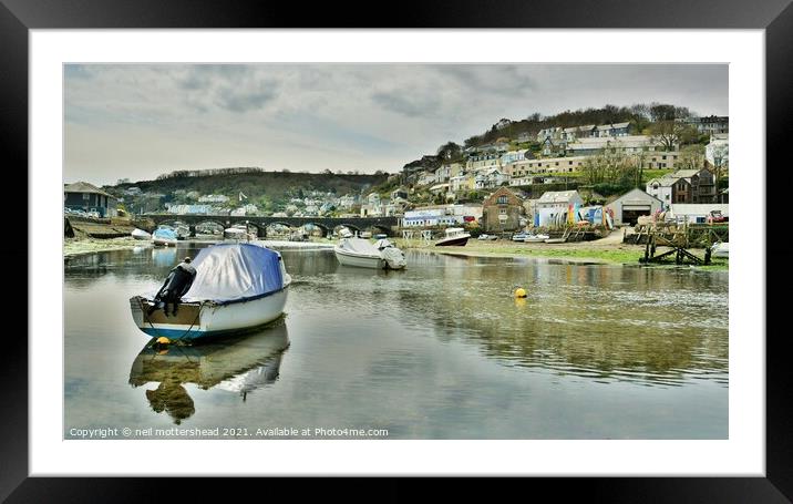 Bridging The Looe River, Cornwall. Framed Mounted Print by Neil Mottershead