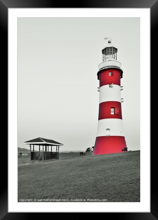 Smeaton's Tower, Plymouth Hoe. Framed Mounted Print by Neil Mottershead