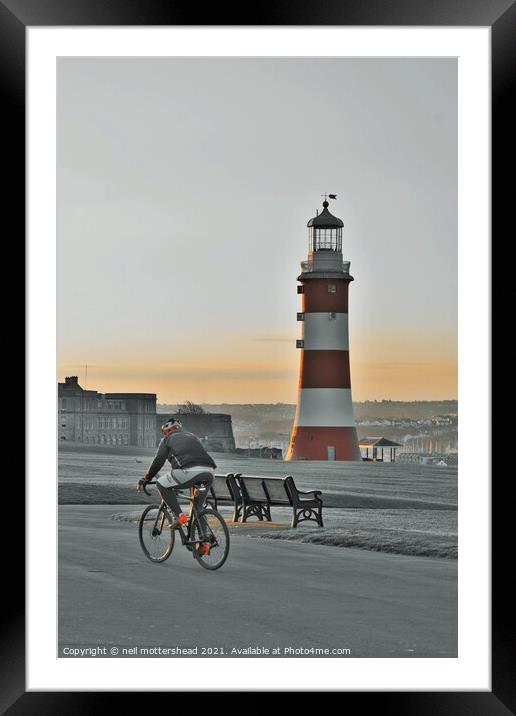 Dawn Rider, Plymouth Hoe. Framed Mounted Print by Neil Mottershead
