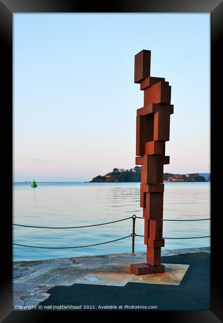 Look II Keeps Watch Over Plymouth Sound. Framed Print by Neil Mottershead