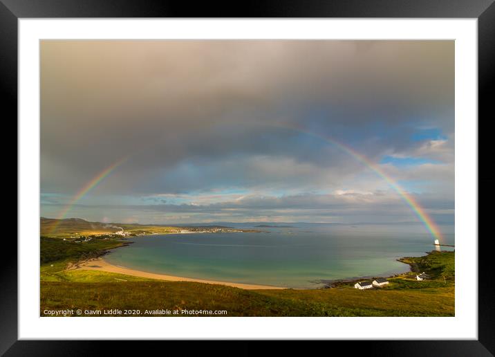 Rainbow over Kilnaughton Bay Framed Mounted Print by Gavin Liddle