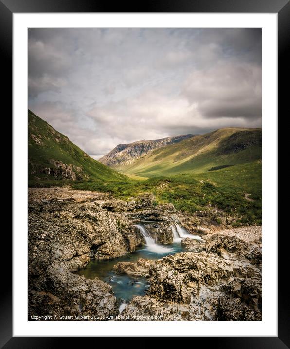 Waterfalls at Glen Etive Framed Mounted Print by Stuart Gilbert