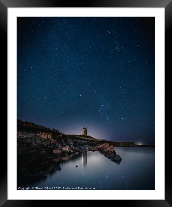 St Monans Windmill under the Stars Framed Mounted Print by Stuart Gilbert