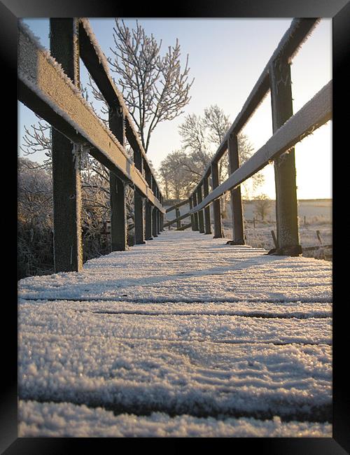 Frosty Footbridge Framed Print by Lorna Nisbet