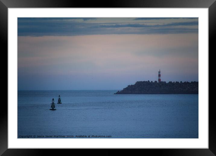 Tranquil Beacon in the Vast Atlantic Framed Mounted Print by Jesus Martínez